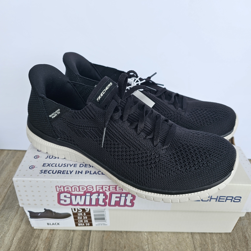 Skechers Women’s Stretch Knit Hands Free Swift Fit Black Walking Shoea - Picture 7 of 7